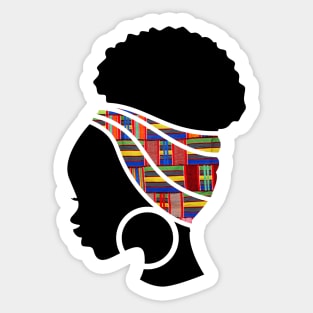 Afro Hair Woman with African Pattern Headwrap Sticker